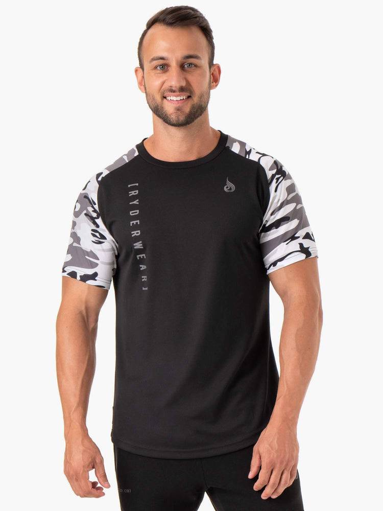 Ryderwear Men T Shirts Camo Tech Mesh Men\'s T Shirts Snow Camo | CA2942NB