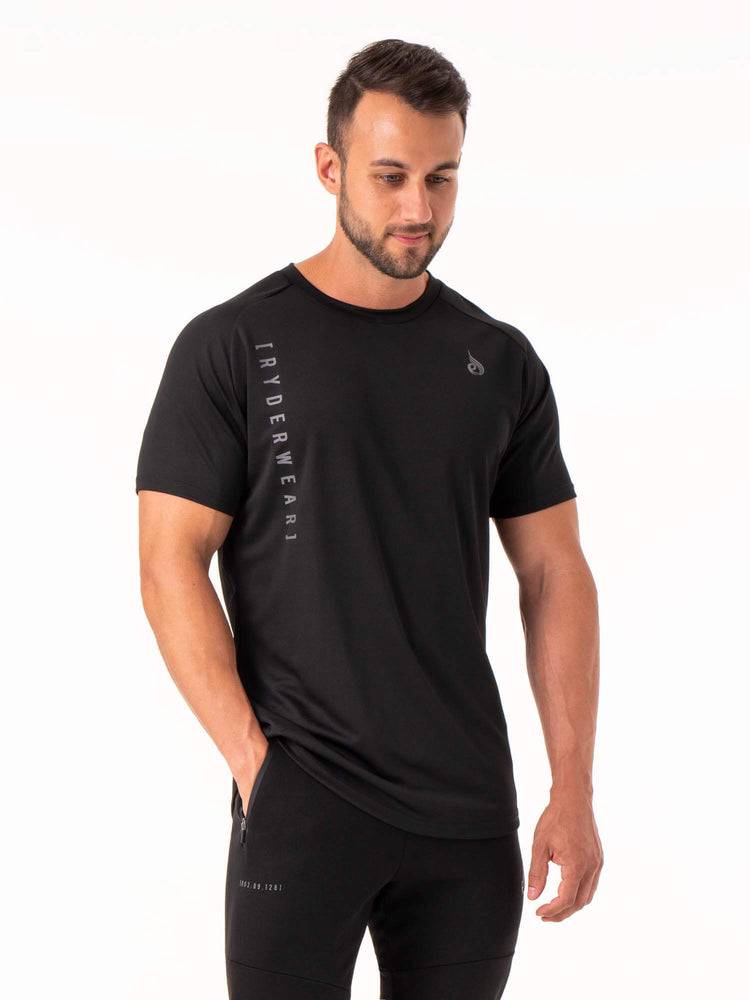 Ryderwear Men T Shirts Camo Tech Mesh Men's T Shirts Black | CA2943BC