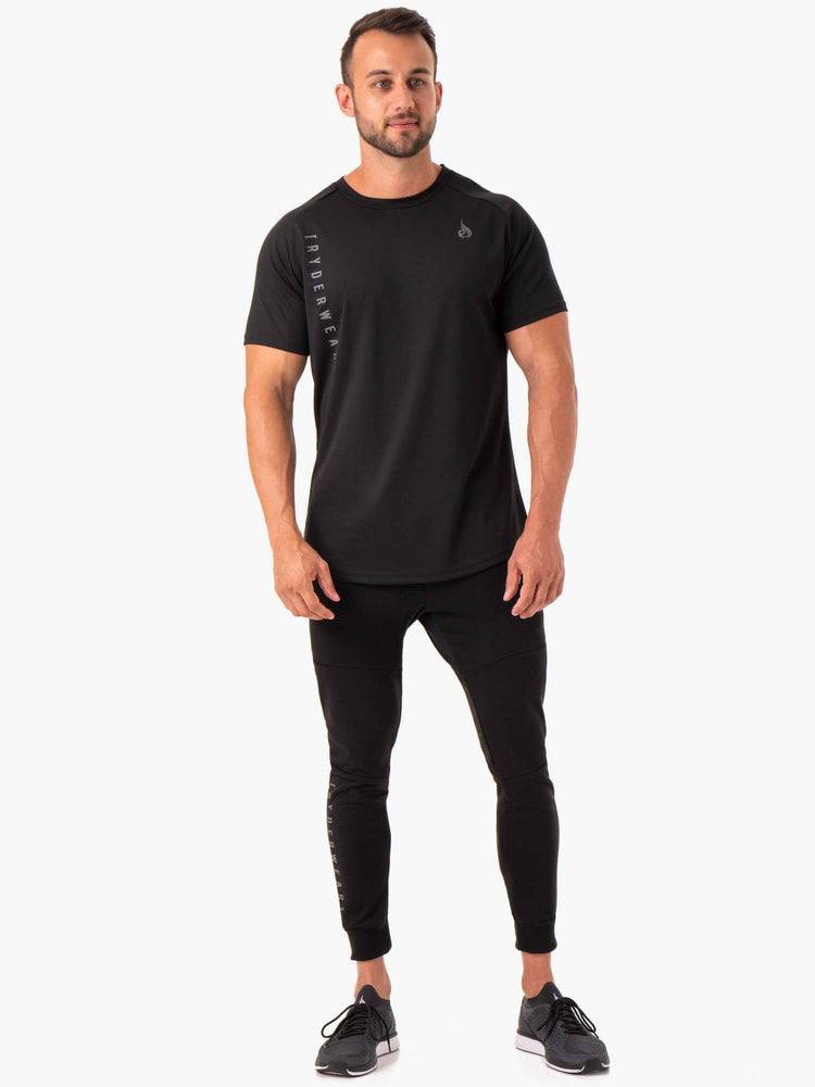 Ryderwear Men T Shirts Camo Tech Mesh Men's T Shirts Black | CA2943BC