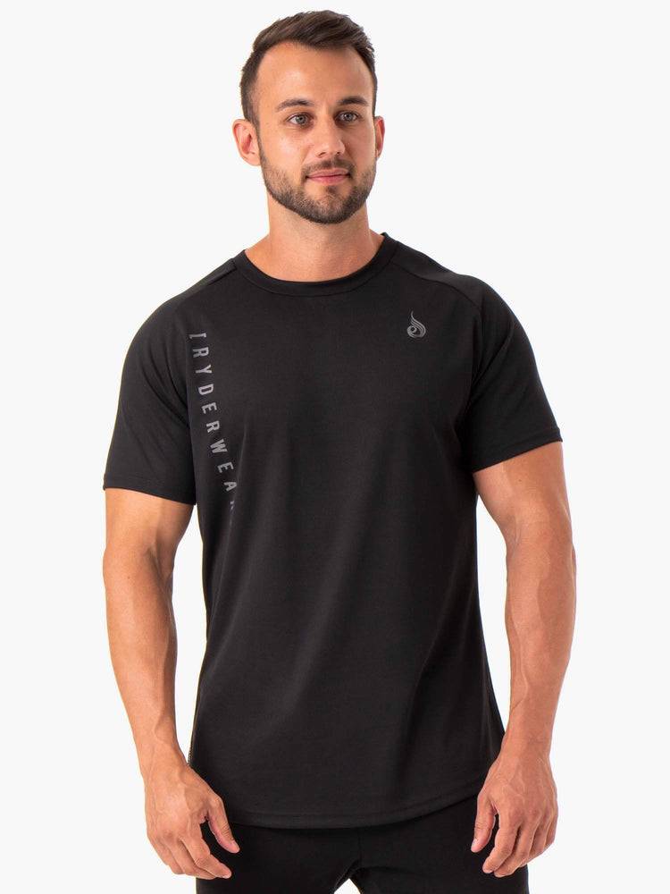 Ryderwear Men T Shirts Camo Tech Mesh Men\'s T Shirts Black | CA2943BC