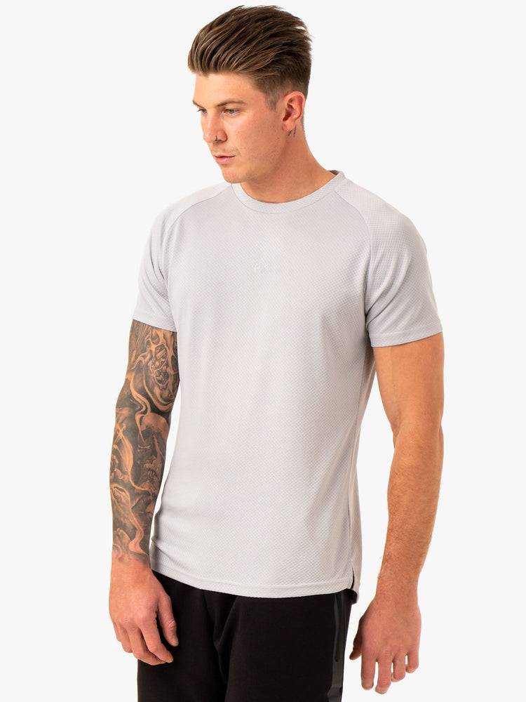 Ryderwear Men T Shirts Enhance Men's T Shirts Snow Grey | CA2931PQ