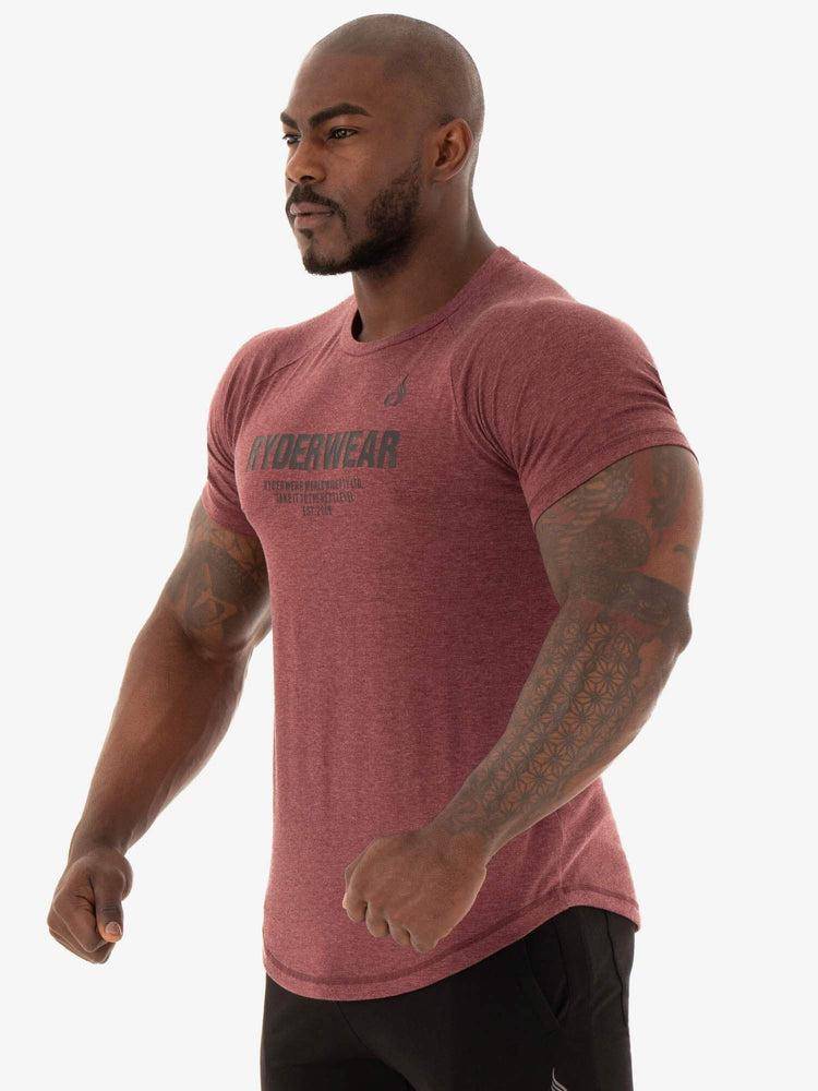 Ryderwear Men T Shirts Focus Men's T Shirts Burgundy Marl | CA2926GL