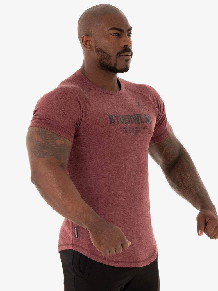 Ryderwear Men T Shirts Focus Men's T Shirts Burgundy Marl | CA2926GL