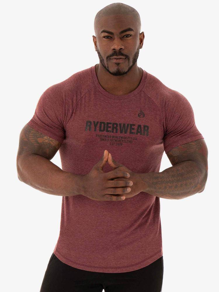 Ryderwear Men T Shirts Focus Men\'s T Shirts Burgundy Marl | CA2926GL