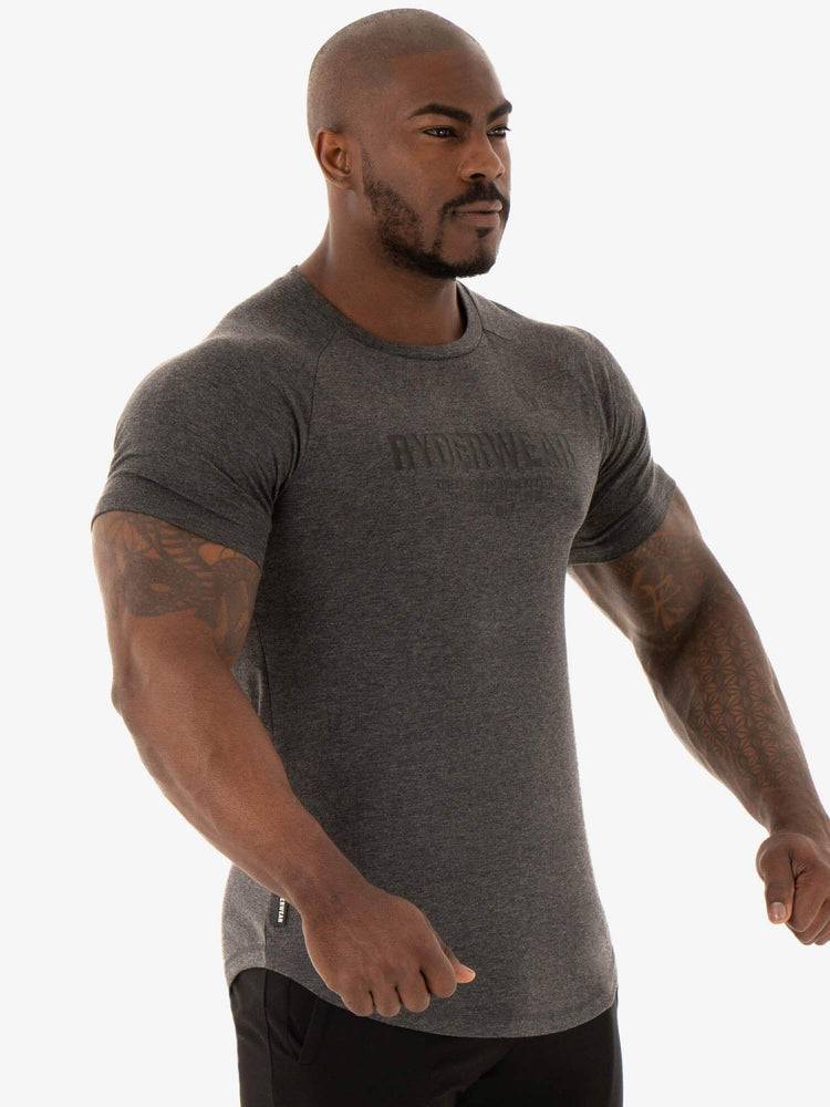 Ryderwear Men T Shirts Focus Men's T Shirts Black Marl | CA2927FM