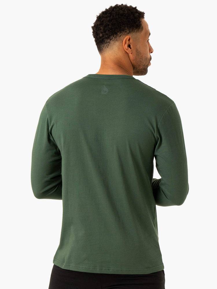 Ryderwear Men T Shirts Graphic Long Sleeve Men's T Shirts Dark Green | CA2916UT