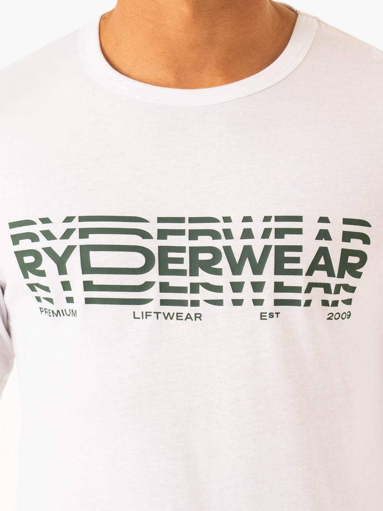 Ryderwear Men T Shirts Graphic Long Sleeve Men's T Shirts White | CA2918TV