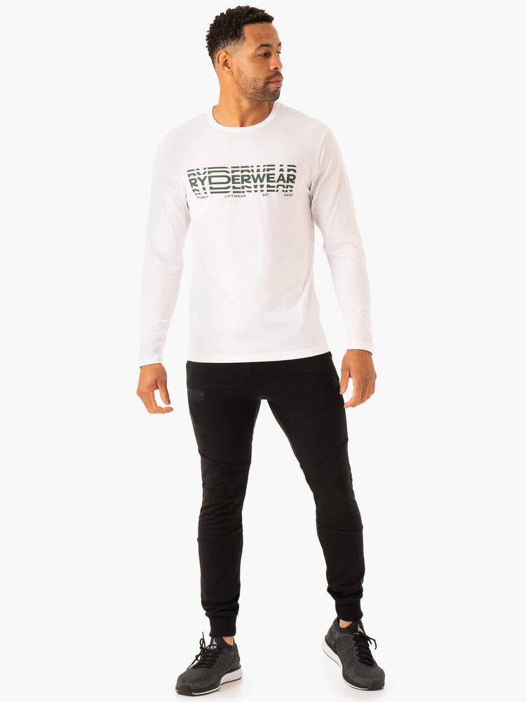 Ryderwear Men T Shirts Graphic Long Sleeve Men's T Shirts White | CA2918TV