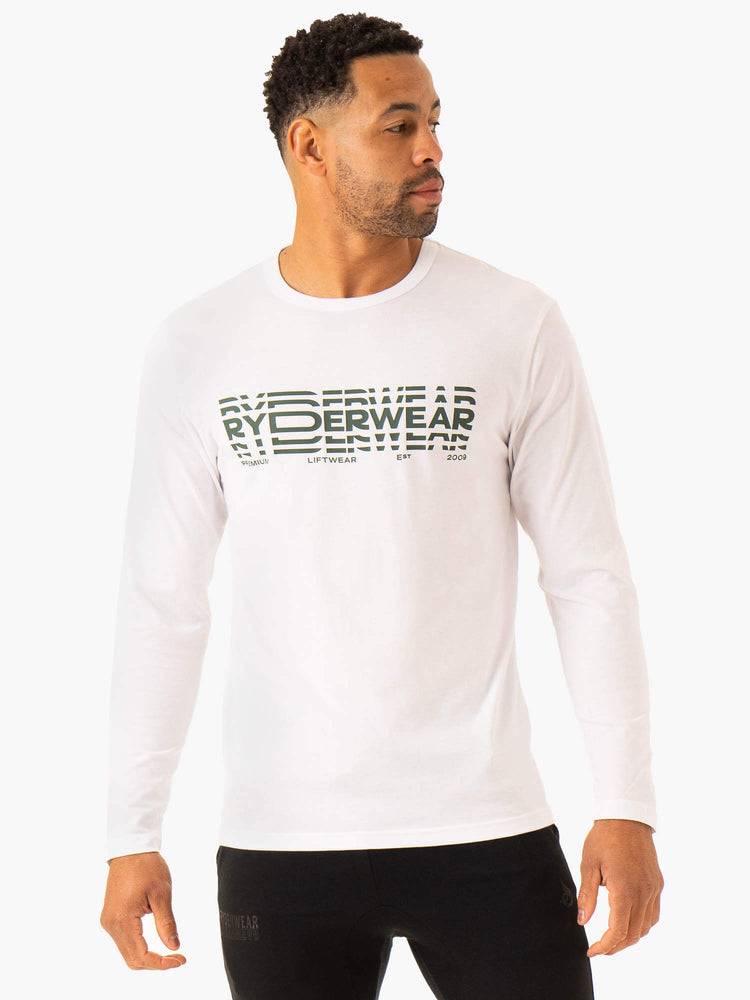 Ryderwear Men T Shirts Graphic Long Sleeve Men\'s T Shirts White | CA2918TV