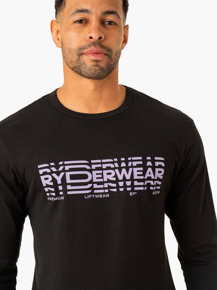 Ryderwear Men T Shirts Graphic Long Sleeve Men's T Shirts Black | CA2919RW