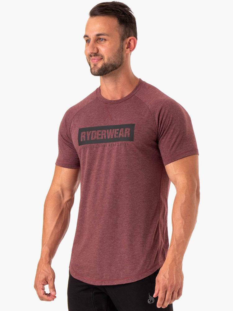 Ryderwear Men T Shirts Iron Men's T Shirts Burgundy Marl | CA2900CE