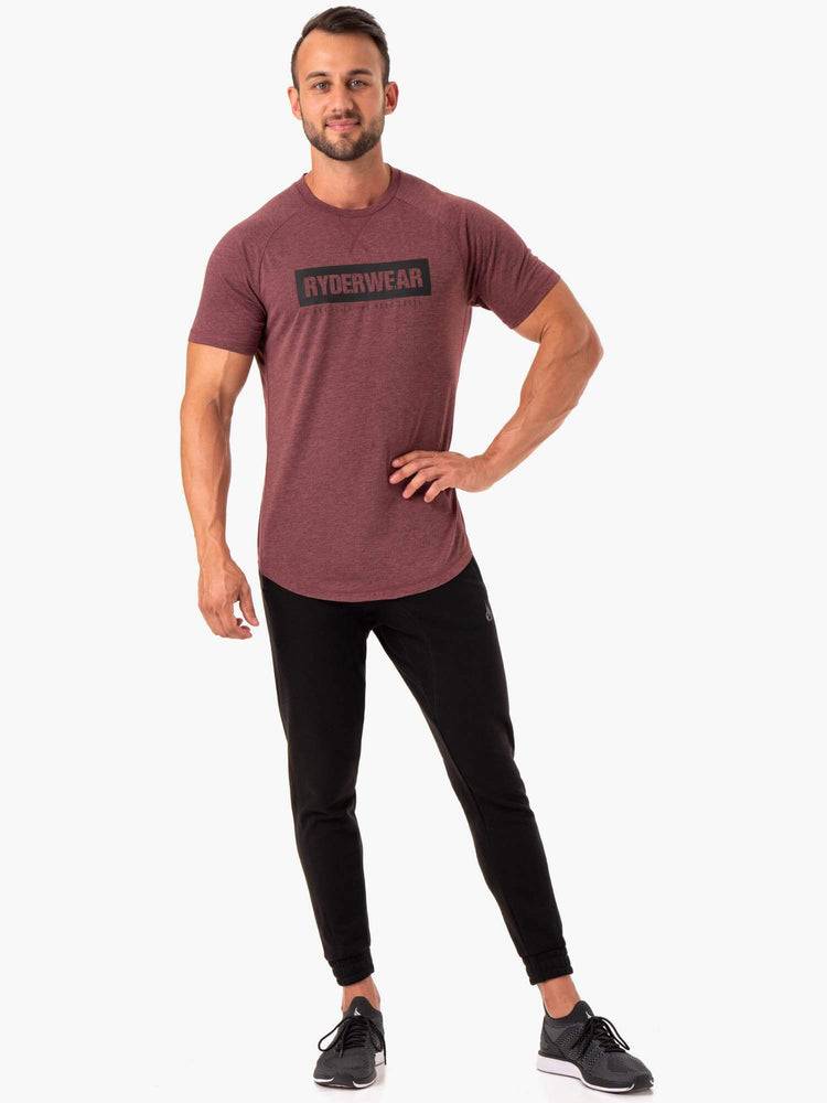 Ryderwear Men T Shirts Iron Men's T Shirts Burgundy Marl | CA2900CE