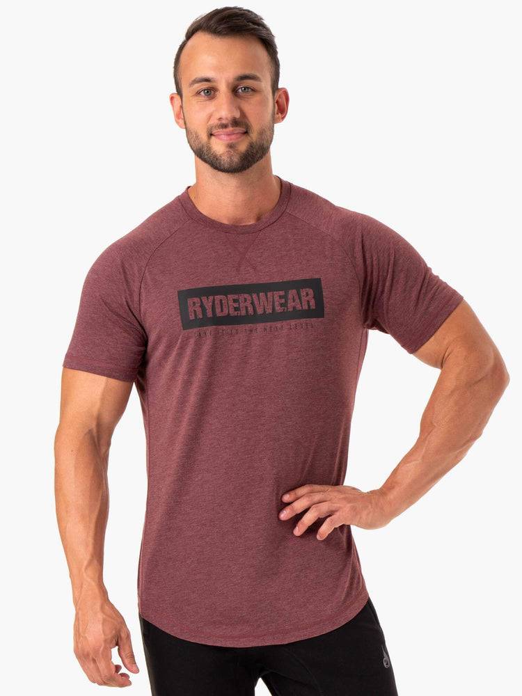 Ryderwear Men T Shirts Iron Men\'s T Shirts Burgundy Marl | CA2900CE