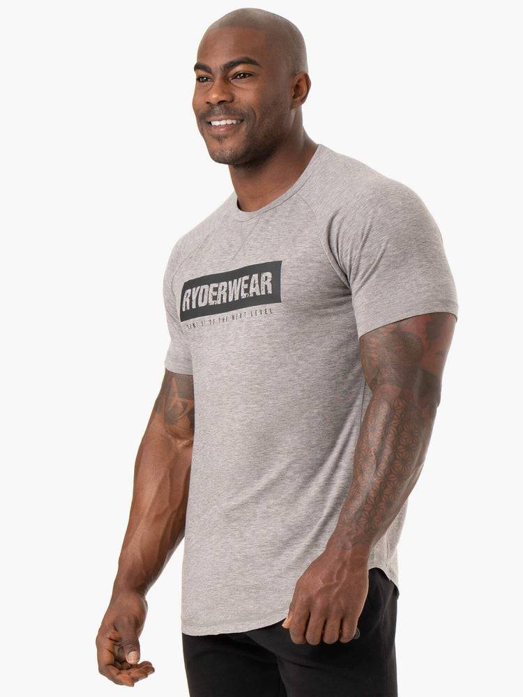 Ryderwear Men T Shirts Iron Men's T Shirts Grey Marl | CA2901XF