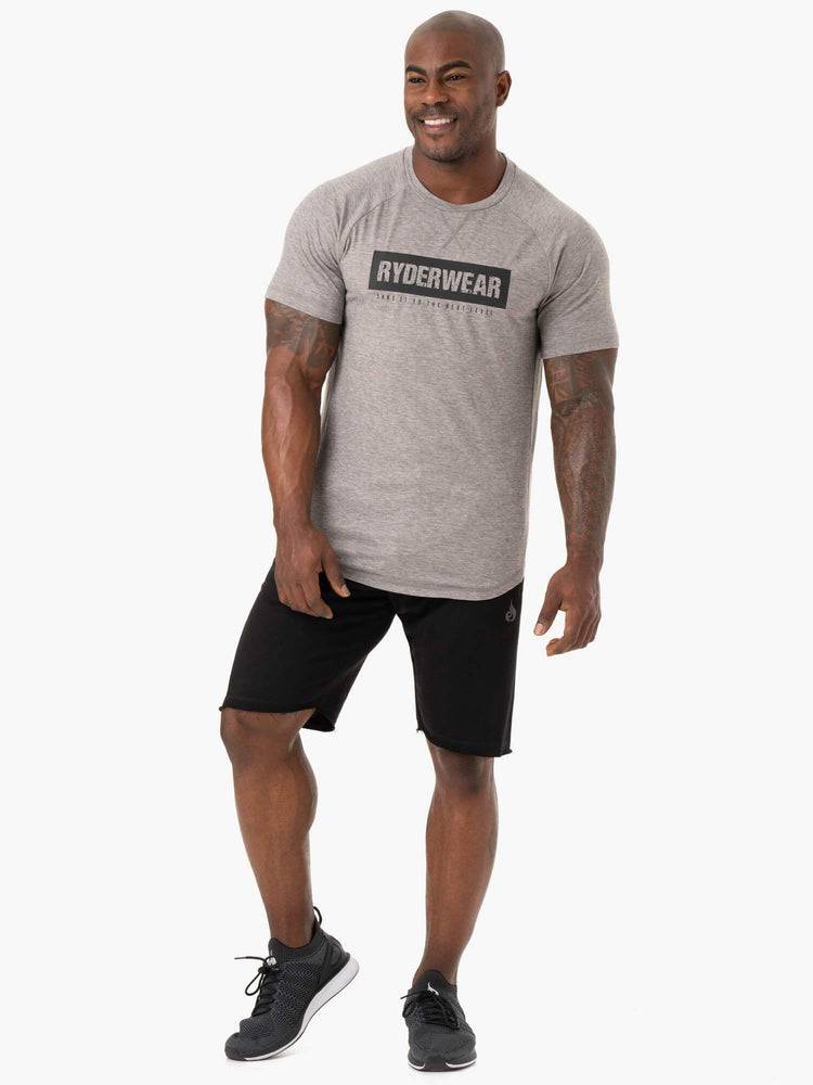 Ryderwear Men T Shirts Iron Men's T Shirts Grey Marl | CA2901XF