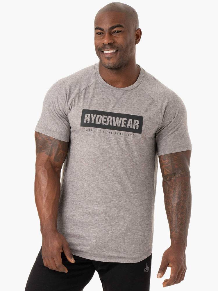 Ryderwear Men T Shirts Iron Men\'s T Shirts Grey Marl | CA2901XF