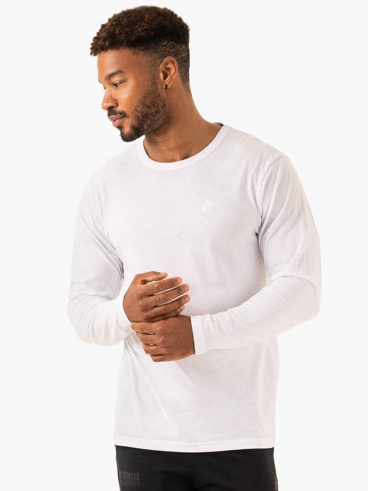 Ryderwear Men T Shirts Lift Long Sleeve Men's T Shirts White | CA2897NB