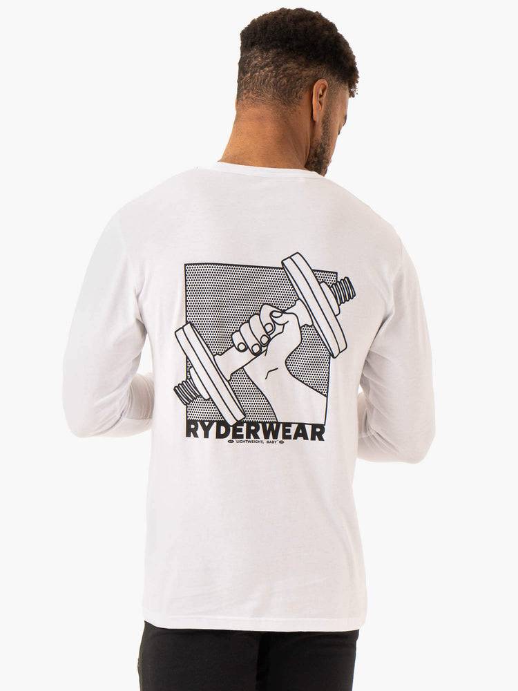 Ryderwear Men T Shirts Lift Long Sleeve Men\'s T Shirts White | CA2897NB