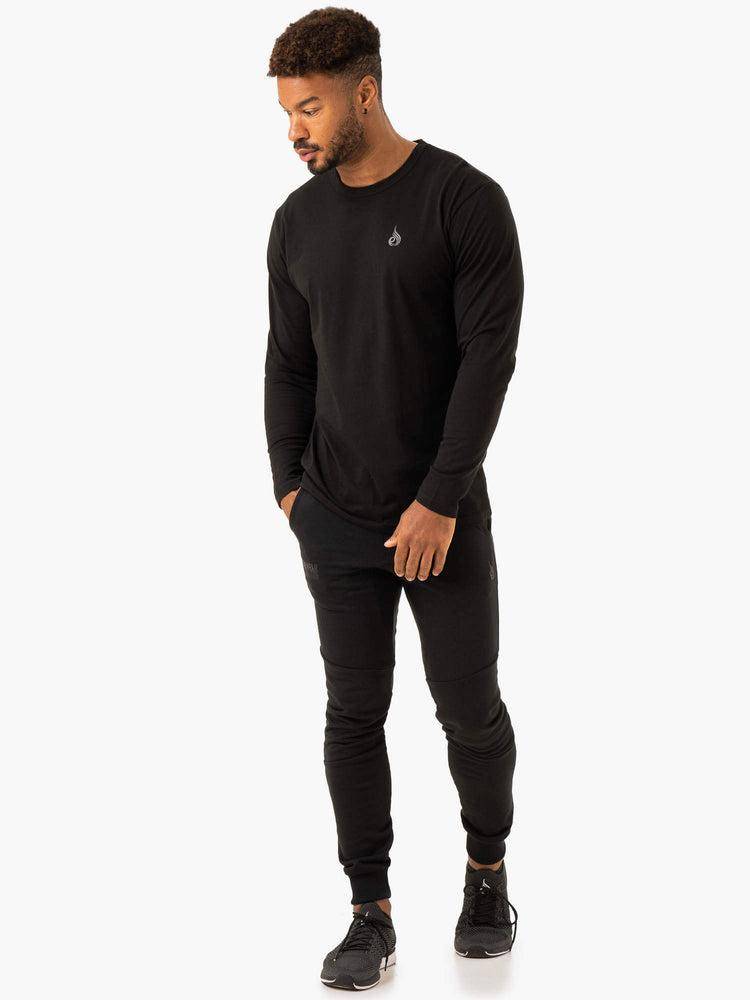 Ryderwear Men T Shirts Lift Long Sleeve Men's T Shirts Black | CA2899VD