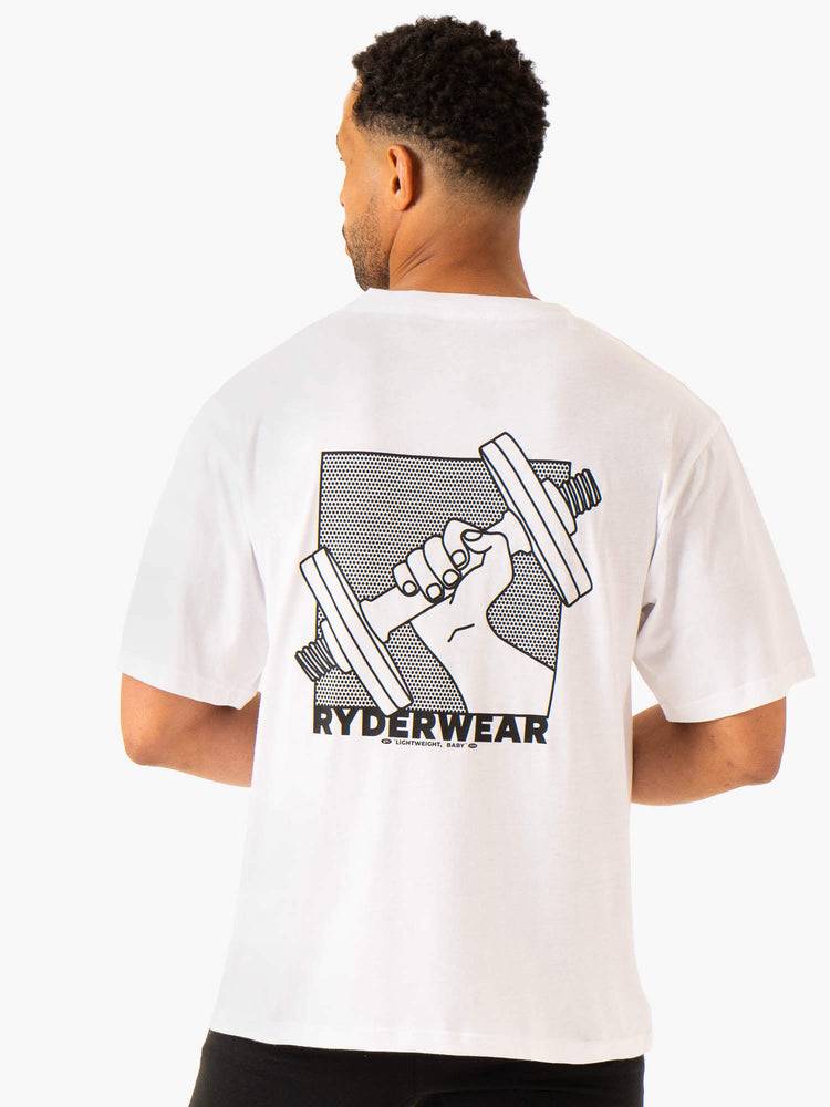 Ryderwear Men T Shirts Lift Oversized Unisex Men's T Shirts White | CA2896MA