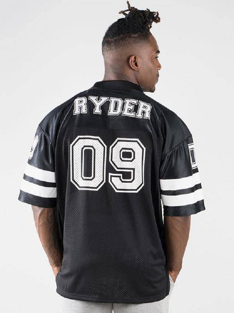 Ryderwear Men T Shirts Mens Varsity Jersey Men's T Shirts Black | CA2891TV