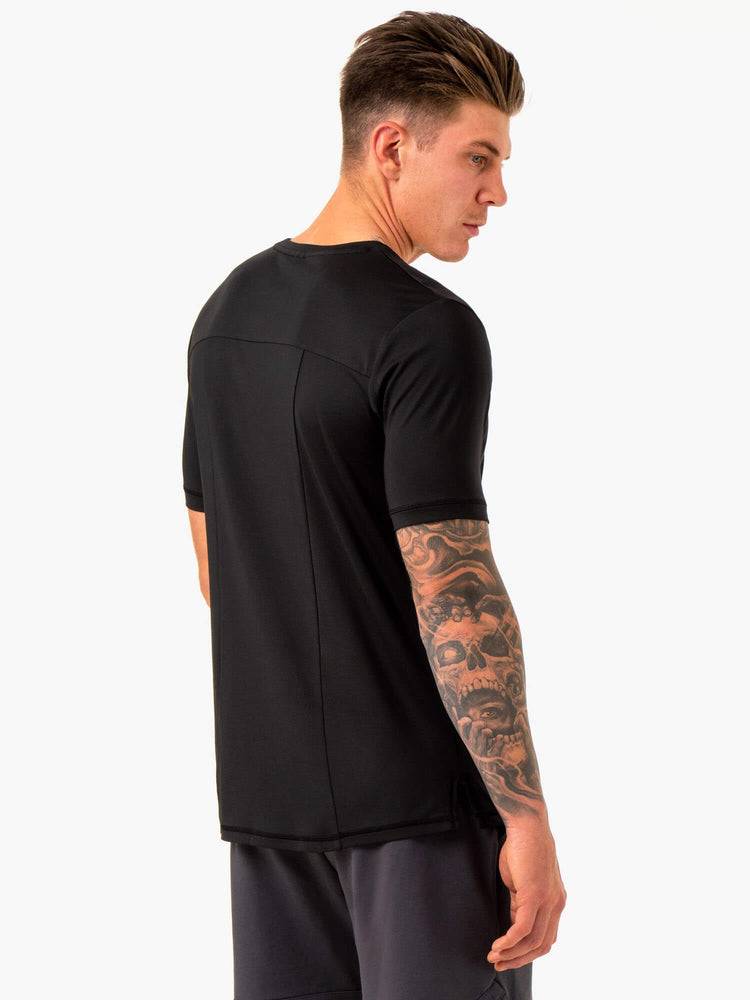 Ryderwear Men T Shirts Optimal Mesh Men's T Shirts Black | CA2890YU