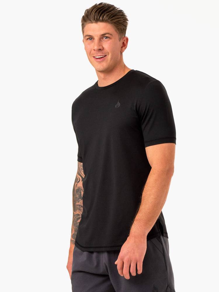 Ryderwear Men T Shirts Optimal Mesh Men's T Shirts Black | CA2890YU