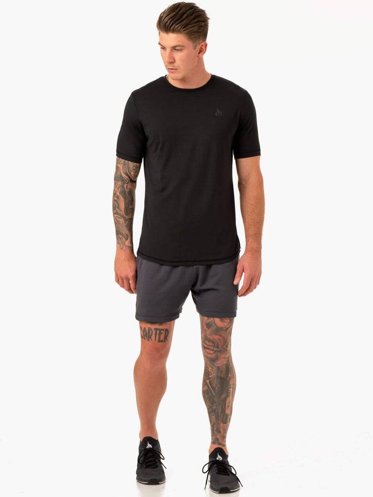 Ryderwear Men T Shirts Optimal Mesh Men's T Shirts Black | CA2890YU