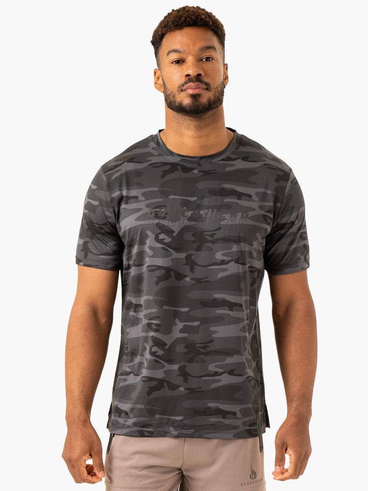 Ryderwear Men T Shirts Overdrive Men's T Shirts Black Camo | CA2883DN