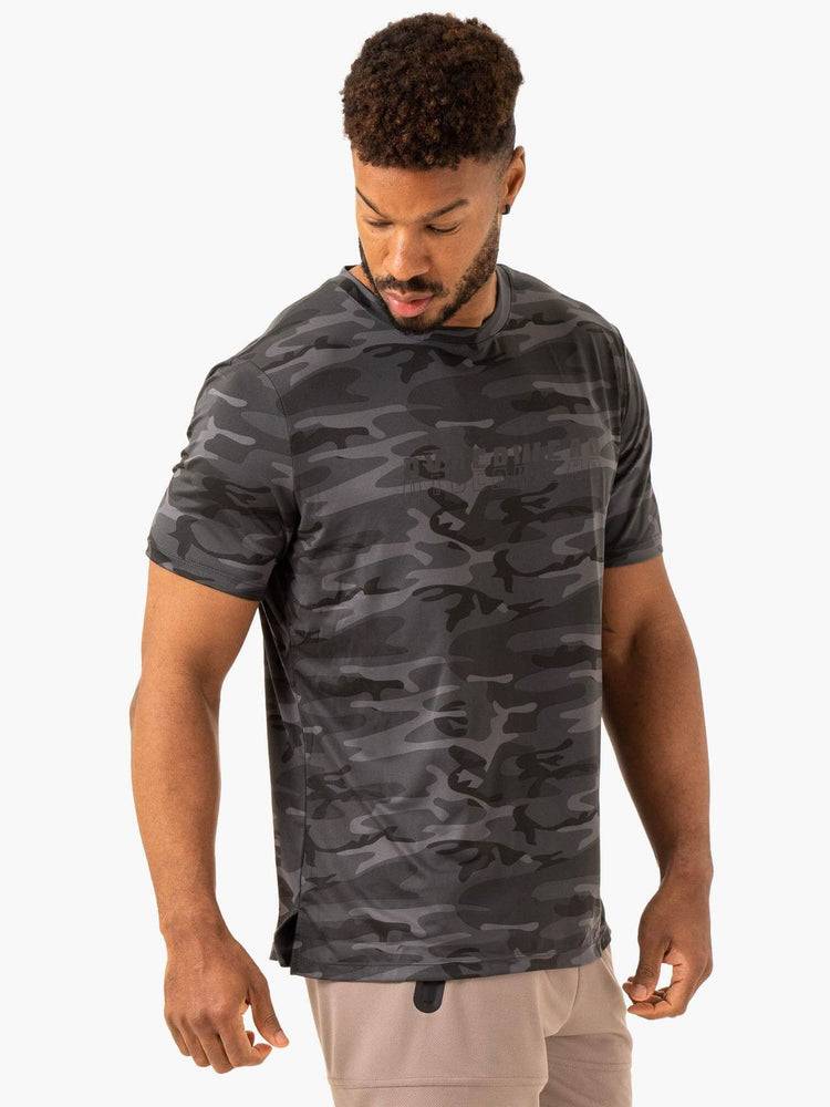 Ryderwear Men T Shirts Overdrive Men's T Shirts Black Camo | CA2883DN