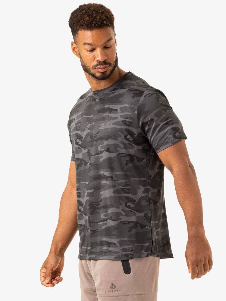 Ryderwear Men T Shirts Overdrive Men's T Shirts Black Camo | CA2883DN