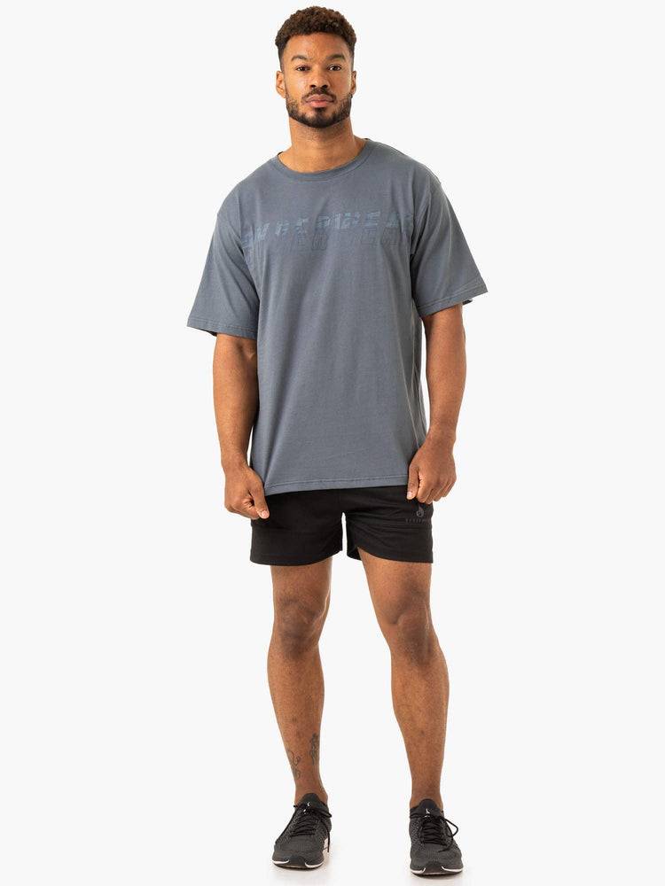 Ryderwear Men T Shirts Overdrive Oversized Men's T Shirts Steel Blue | CA2884SO