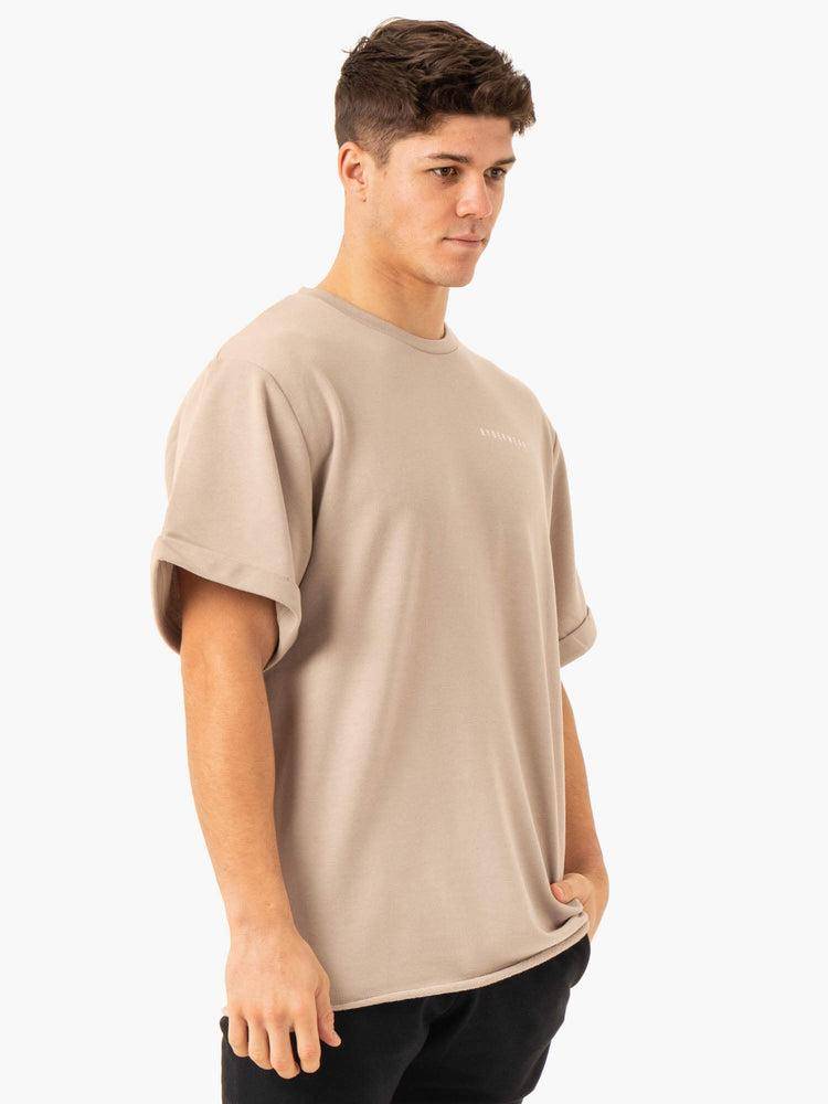 Ryderwear Men T Shirts Pursuit Oversized Fleece Men's T Shirts Sand | CA2868WY