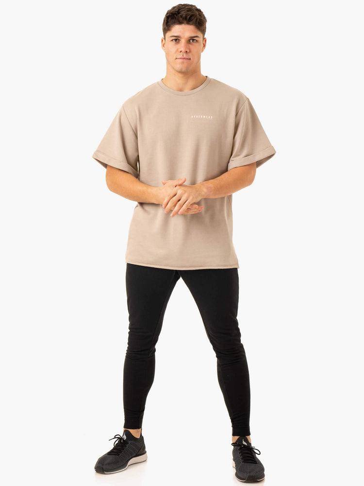 Ryderwear Men T Shirts Pursuit Oversized Fleece Men's T Shirts Sand | CA2868WY