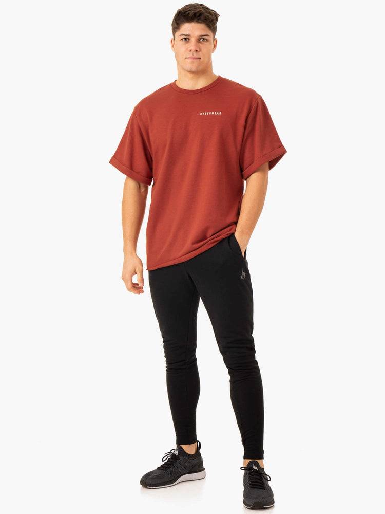 Ryderwear Men T Shirts Pursuit Oversized Fleece Men's T Shirts Red Clay | CA2869QZ