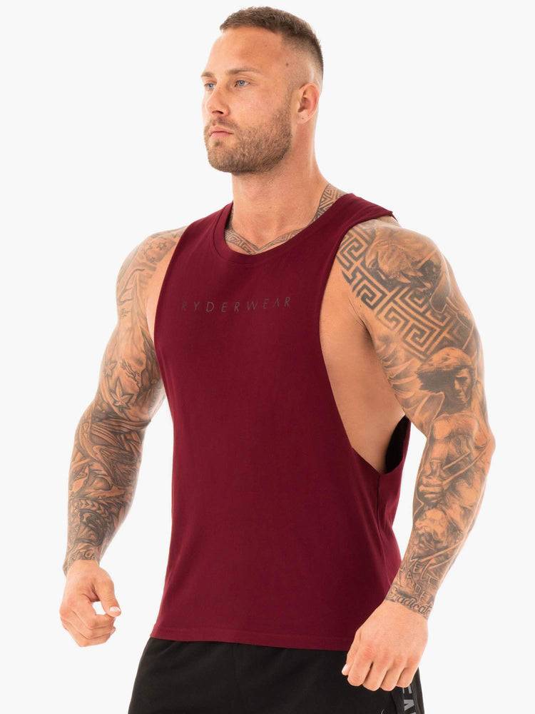 Ryderwear Men Tanks Active Cotton Baller Tank Men's Tanks Burgundy | CA3094GL