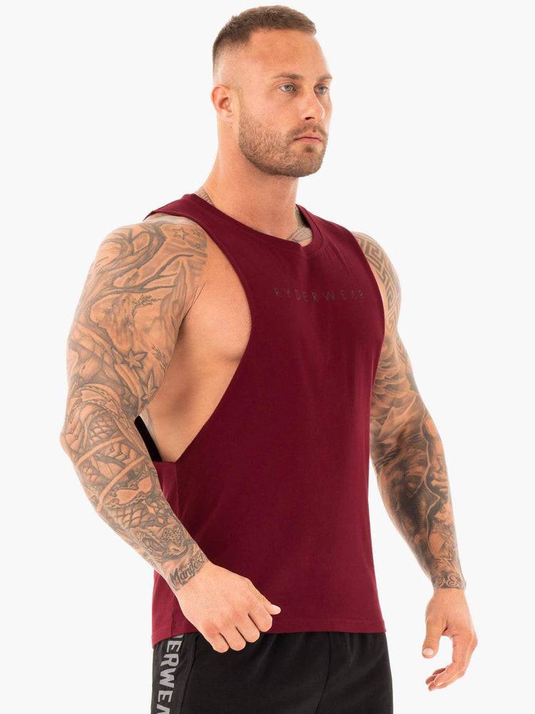 Ryderwear Men Tanks Active Cotton Baller Tank Men's Tanks Burgundy | CA3094GL