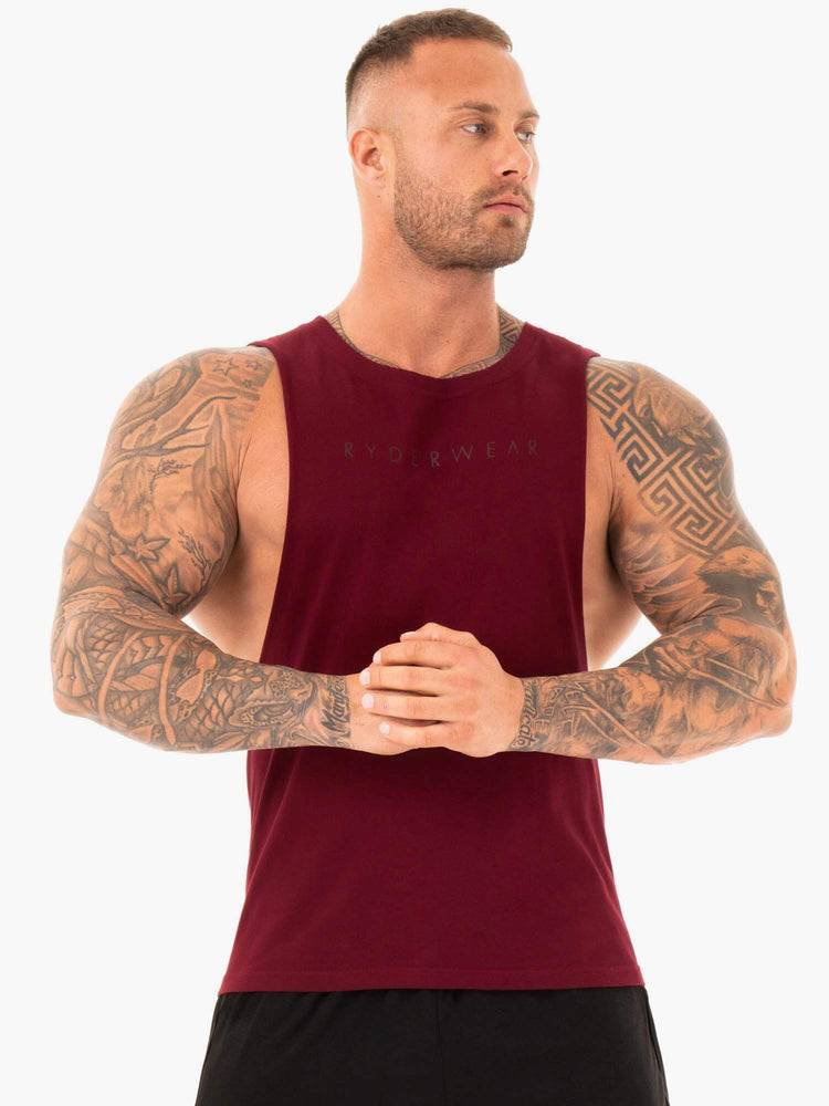 Ryderwear Men Tanks Active Cotton Baller Tank Men\'s Tanks Burgundy | CA3094GL