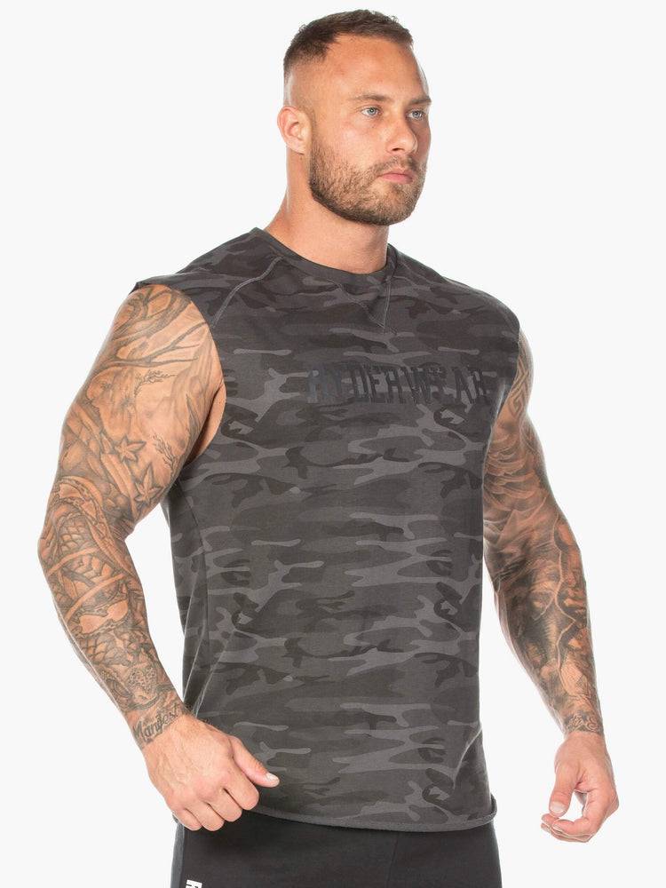 Ryderwear Men Tanks Camo Fleece Tank Men's Tanks Black Camo | CA3080EX