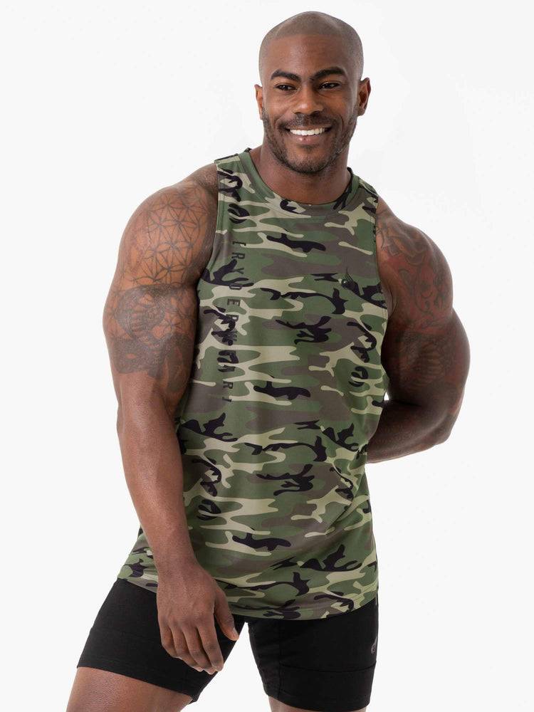 Ryderwear Men Tanks Camo Tech Mesh Baller Tank Men's Tanks Khaki Camo | CA3078TV