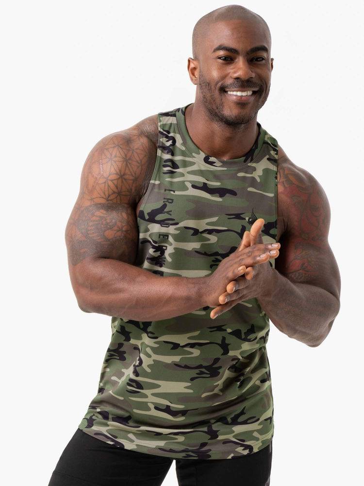 Ryderwear Men Tanks Camo Tech Mesh Baller Tank Men\'s Tanks Khaki Camo | CA3078TV