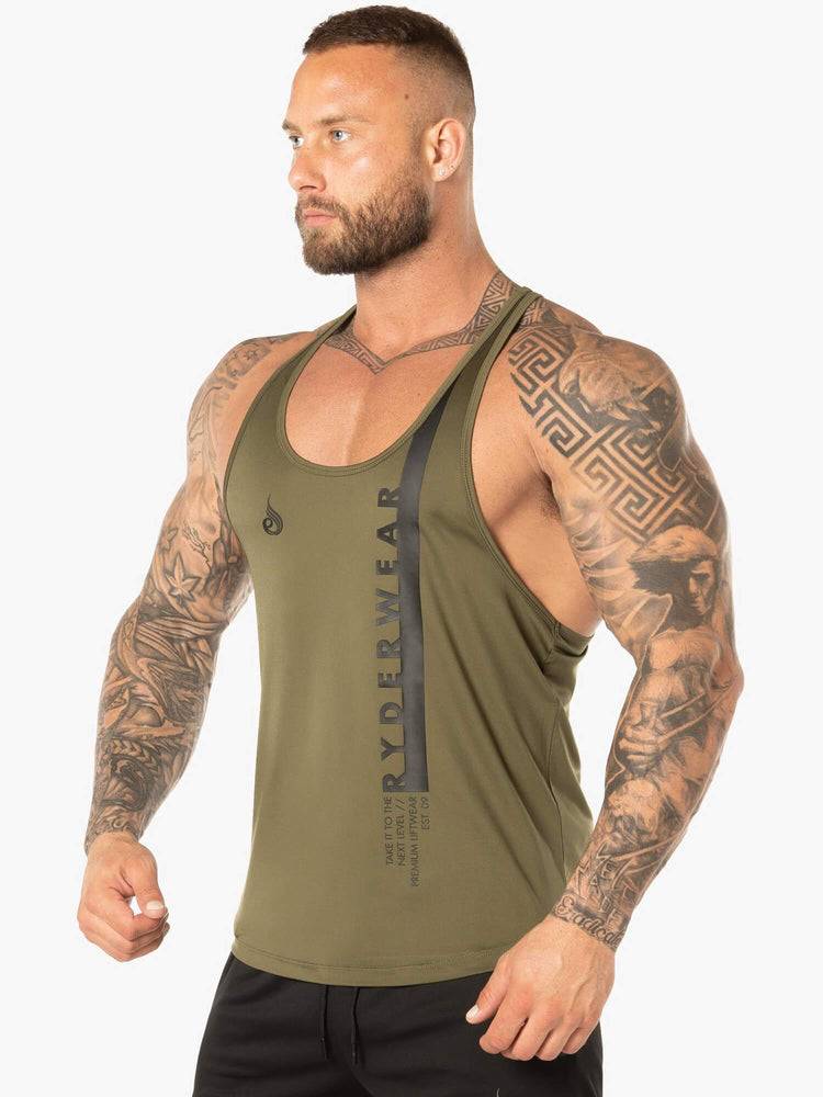 Ryderwear Men Tanks Evo T-Back Stringer Tank Men's Tanks Khaki | CA3054AP