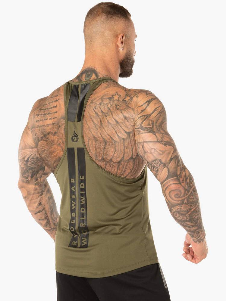 Ryderwear Men Tanks Evo T-Back Stringer Tank Men's Tanks Khaki | CA3054AP