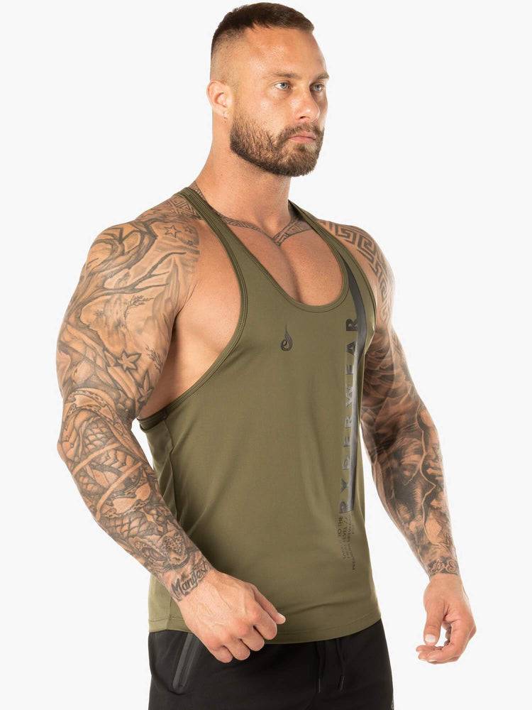 Ryderwear Men Tanks Evo T-Back Stringer Tank Men's Tanks Khaki | CA3054AP