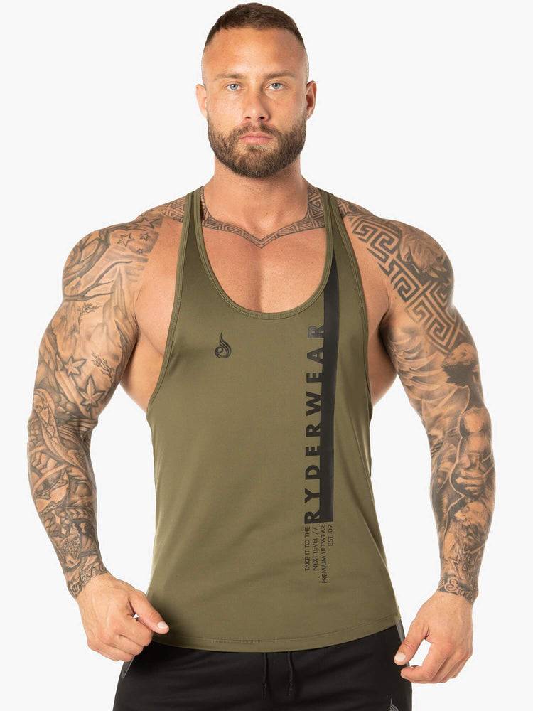 Ryderwear Men Tanks Evo T-Back Stringer Tank Men\'s Tanks Khaki | CA3054AP