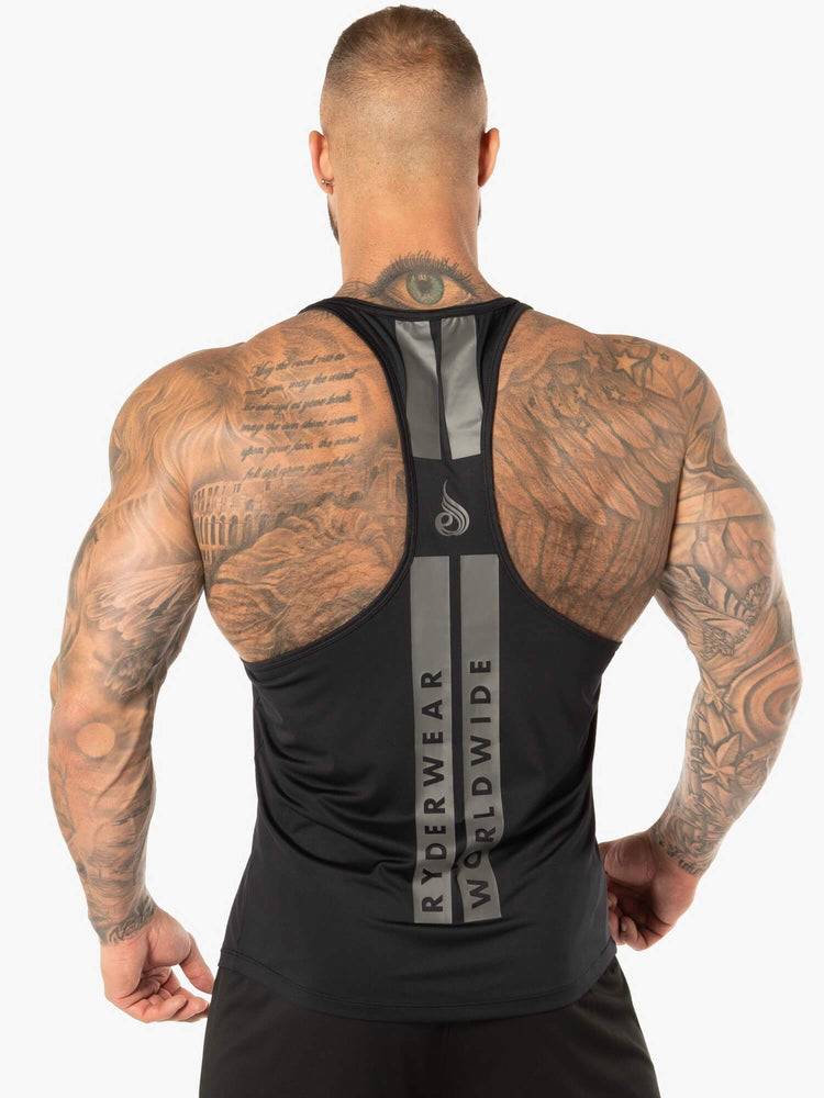 Ryderwear Men Tanks Evo T-Back Stringer Tank Men's Tanks Black | CA3055PQ