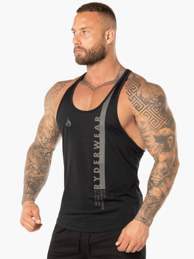 Ryderwear Men Tanks Evo T-Back Stringer Tank Men's Tanks Black | CA3055PQ