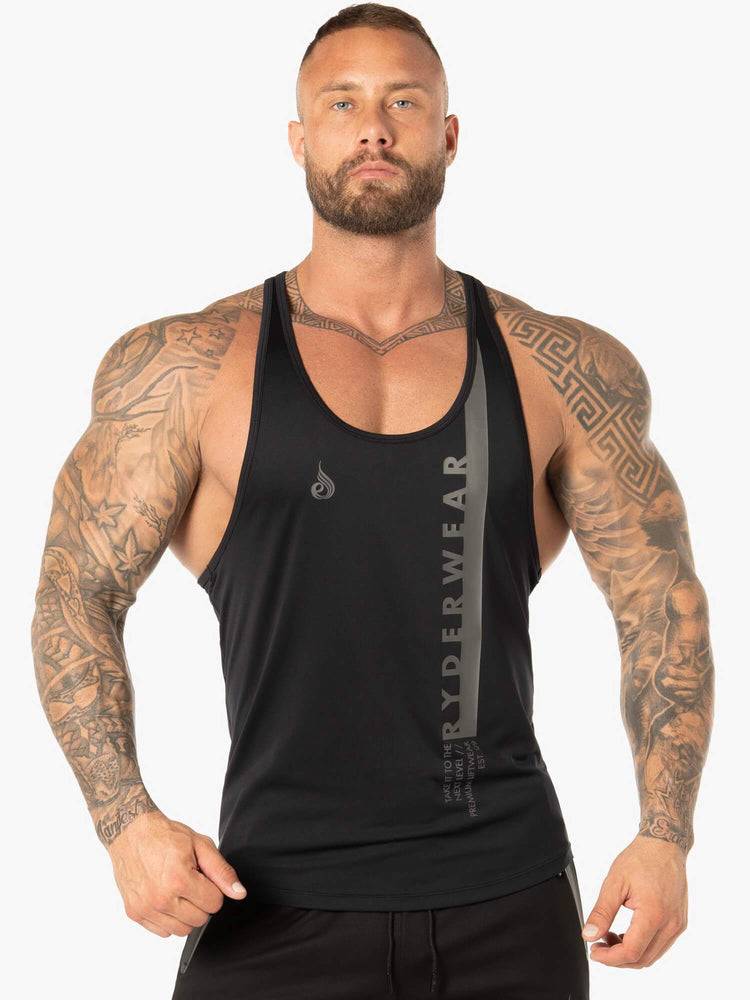 Ryderwear Men Tanks Evo T-Back Stringer Tank Men\'s Tanks Black | CA3055PQ