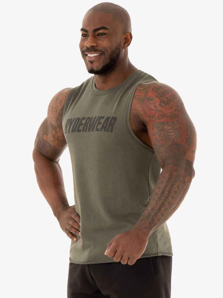 Ryderwear Men Tanks Flex Fleece Tank Men's Tanks Khaki | CA3051FM