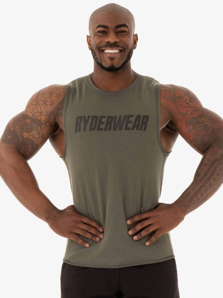 Ryderwear Men Tanks Flex Fleece Tank Men\'s Tanks Khaki | CA3051FM